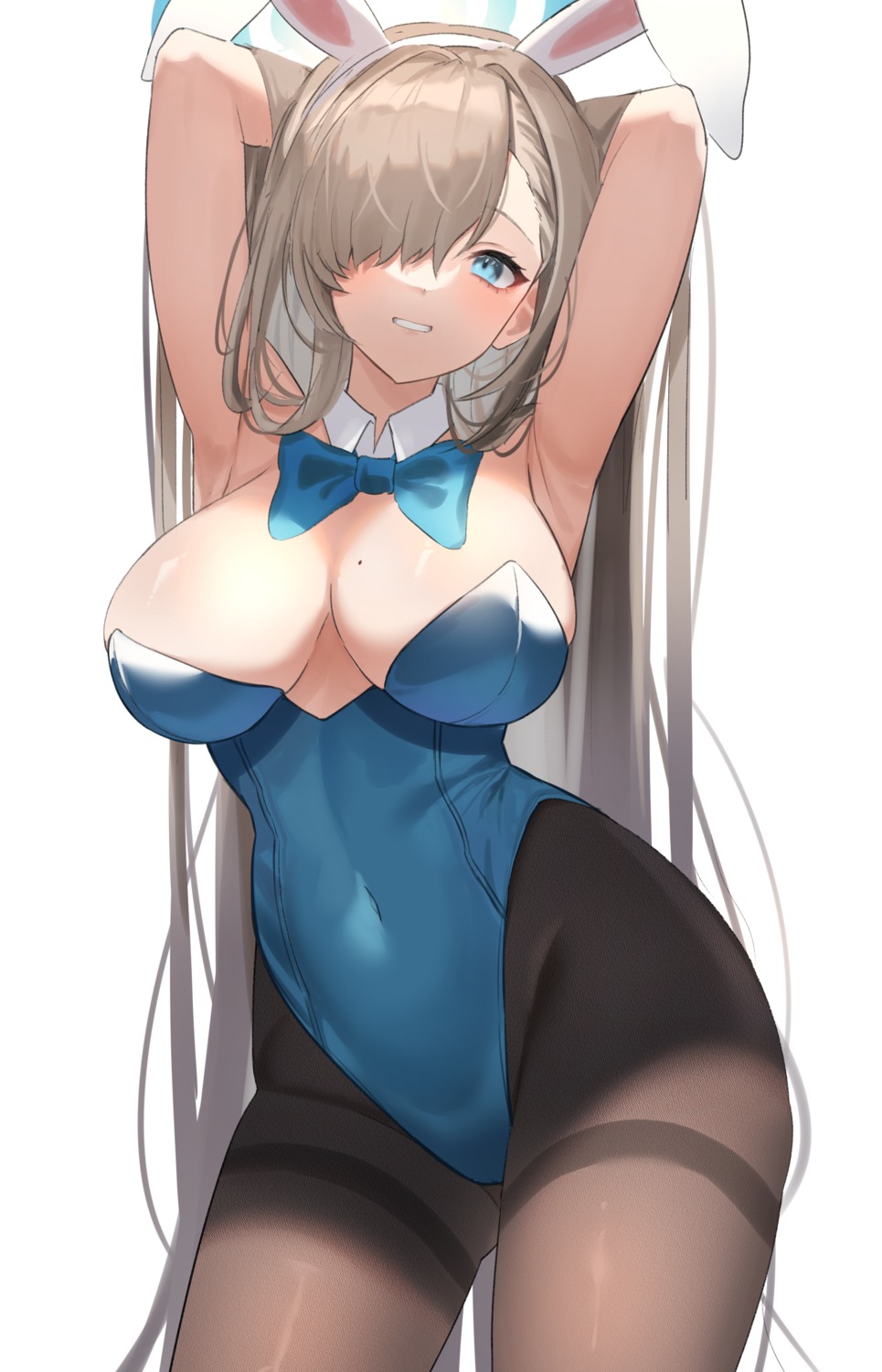 animal_ears blue_archive bunny_ears bunny_girl ichinose_asuna meow_nyang no_bra pantyhose