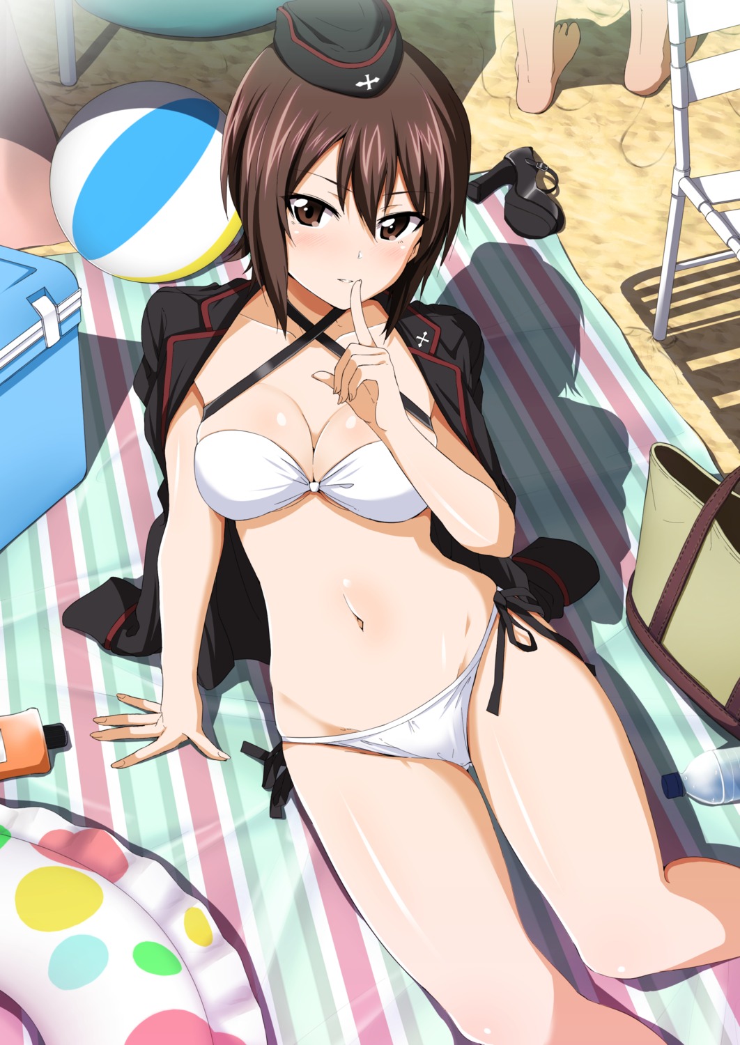 amagasa_ikuta bikini cleavage girls_und_panzer nishizumi_maho swimsuits uniform