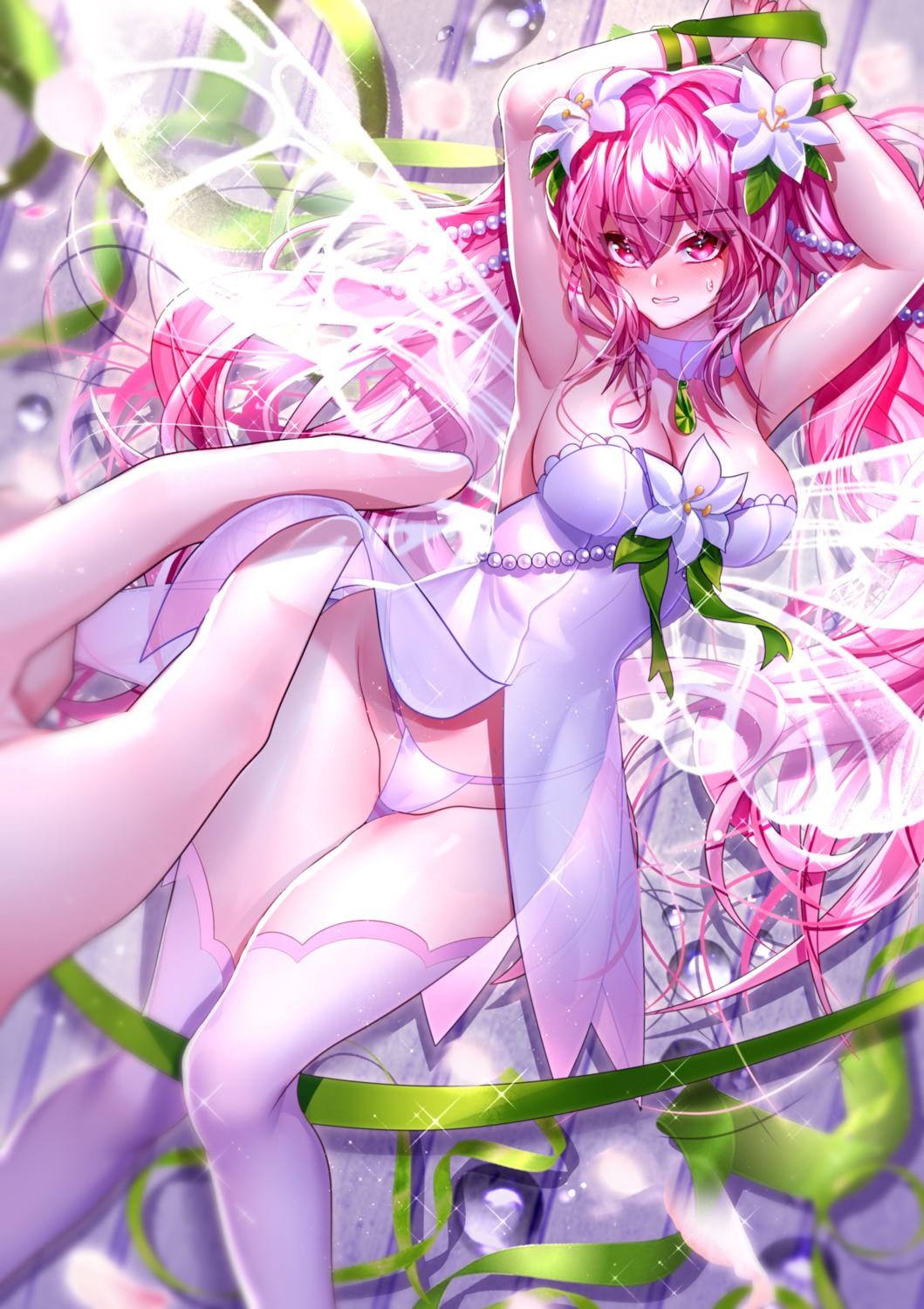 been bondage cameltoe dress elesis elsword fairy no_bra pantsu see_through skirt_lift thighhighs wings