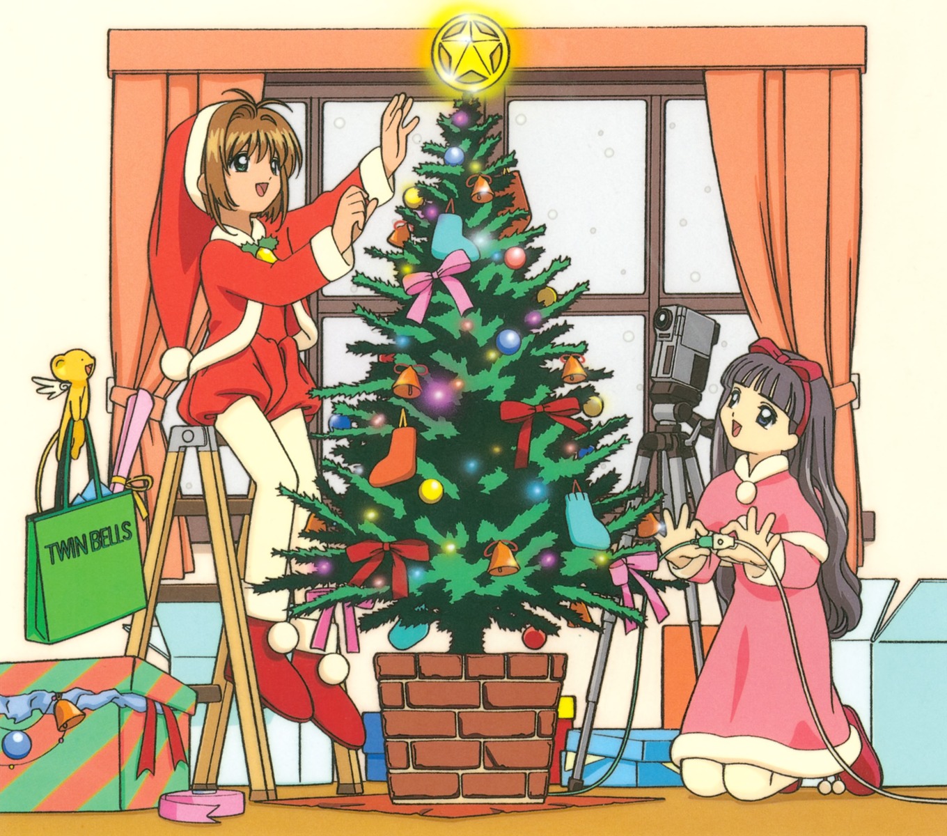 card_captor_sakura christmas daidouji_tomoyo dress hasebe_atsushi kerberos kinomoto_sakura madhouse