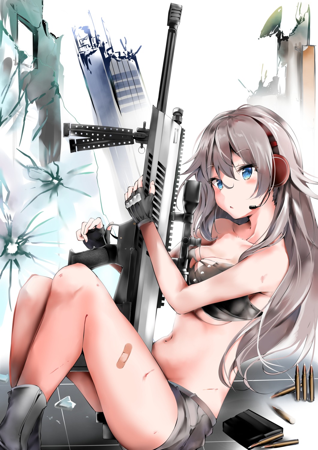 bandaid blood bra gun headphones kuromiko_shoujo