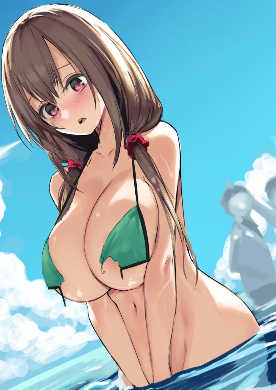 bikini_top gen_(black_factory) swimsuits torn_clothes wardrobe_malfunction wet