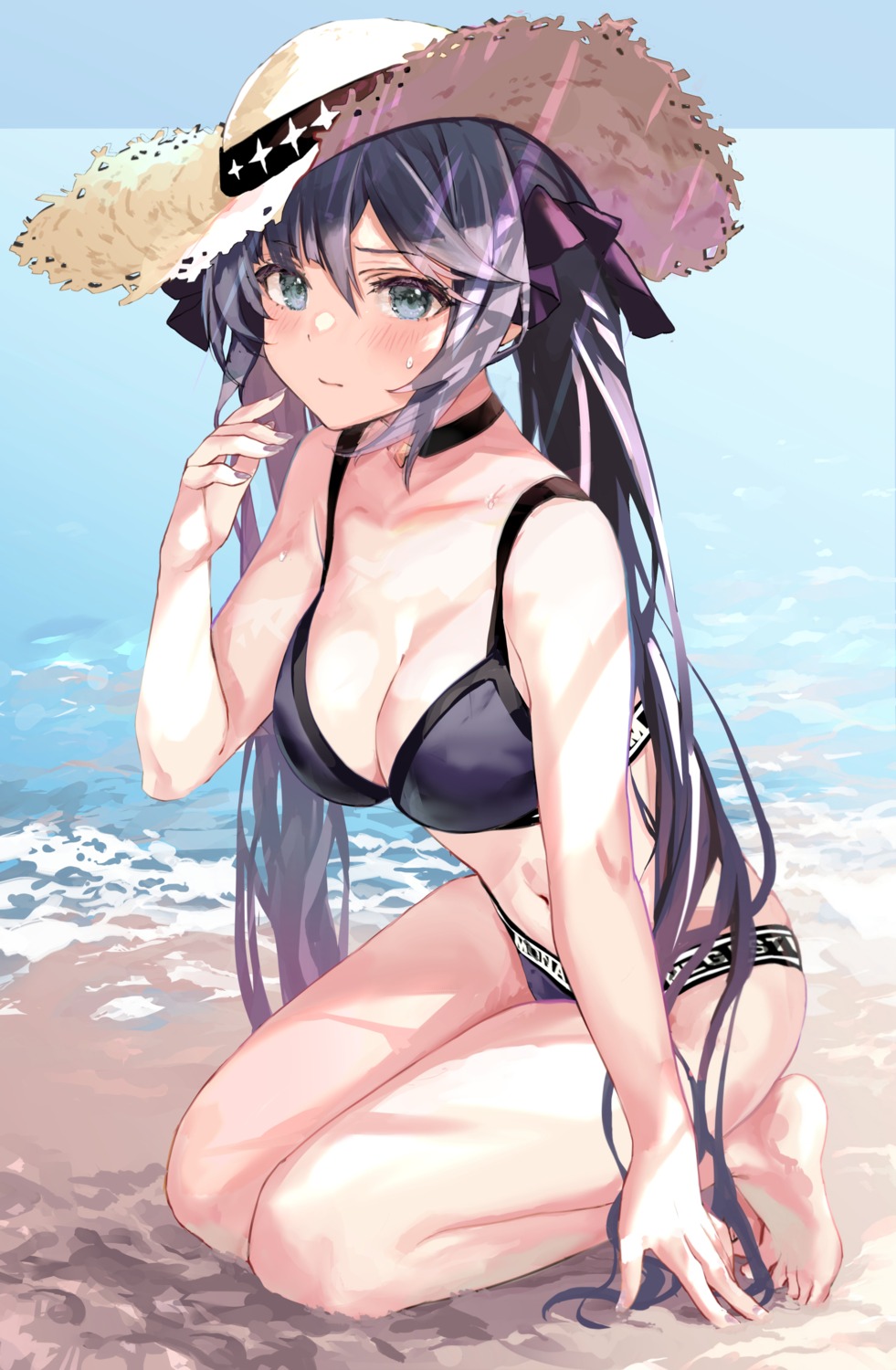 bikini cleavage genshin_impact mona_megistus swimsuits temir