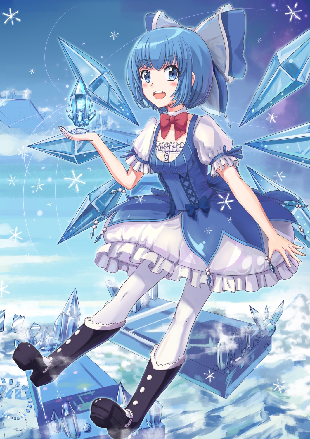 cirno dress heels huanghyy pantyhose touhou wings