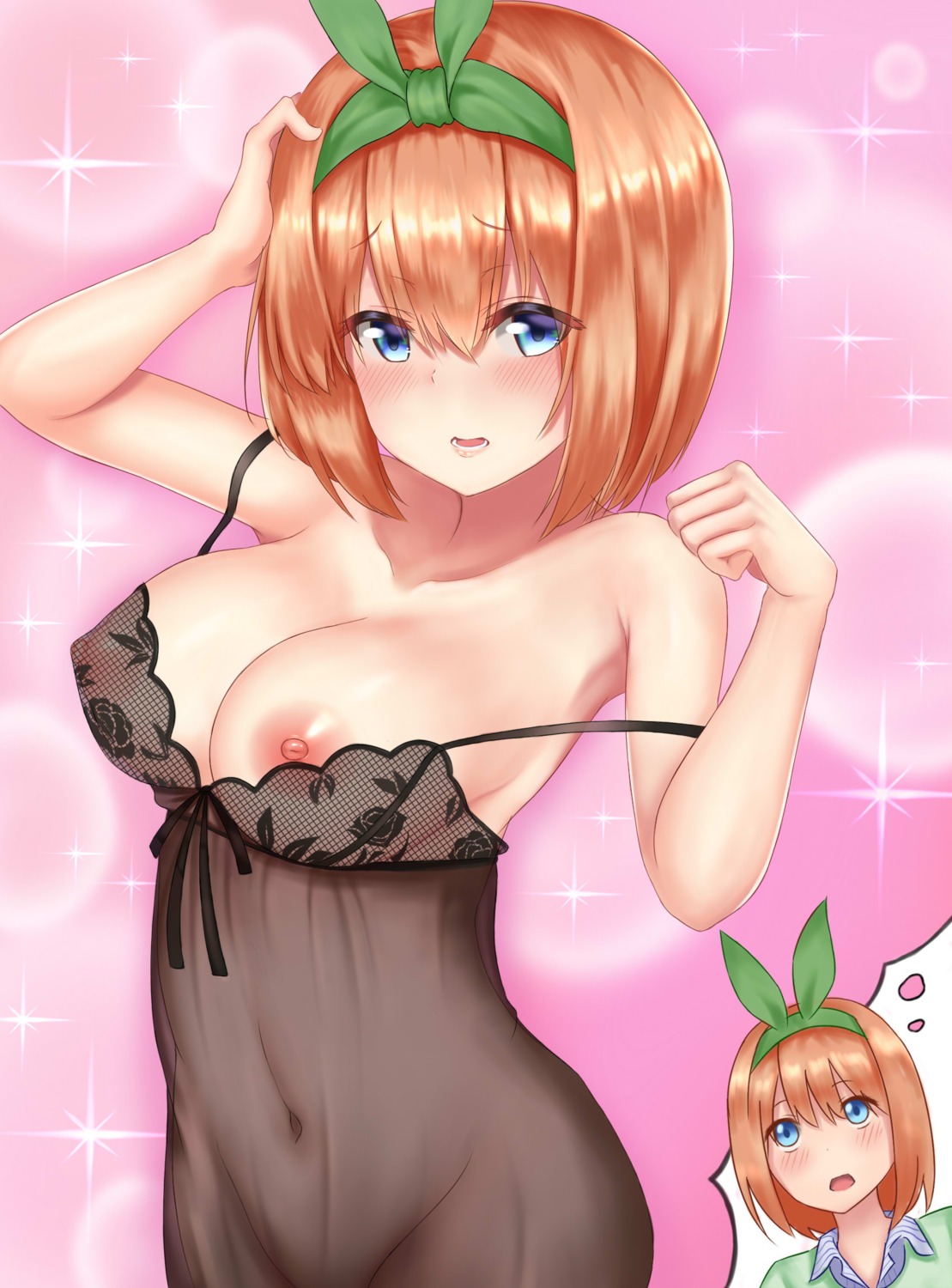 5-toubun_no_hanayome breasts lingerie nakano_yotsuba nipples no_bra nopan see_through u4284g