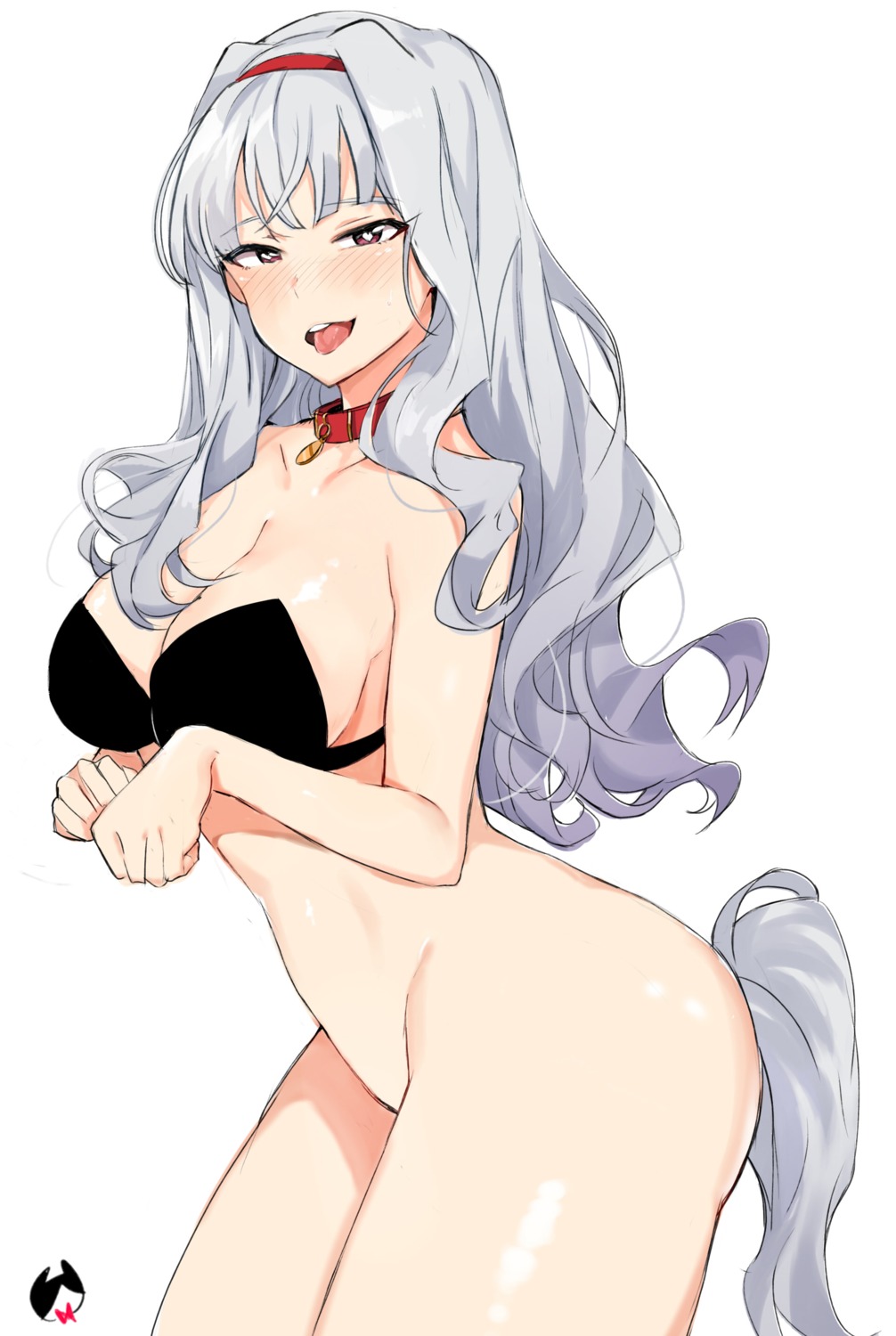 bottomless bra cleavage shijou_takane tail the_idolm@ster tuxedo_de_cat