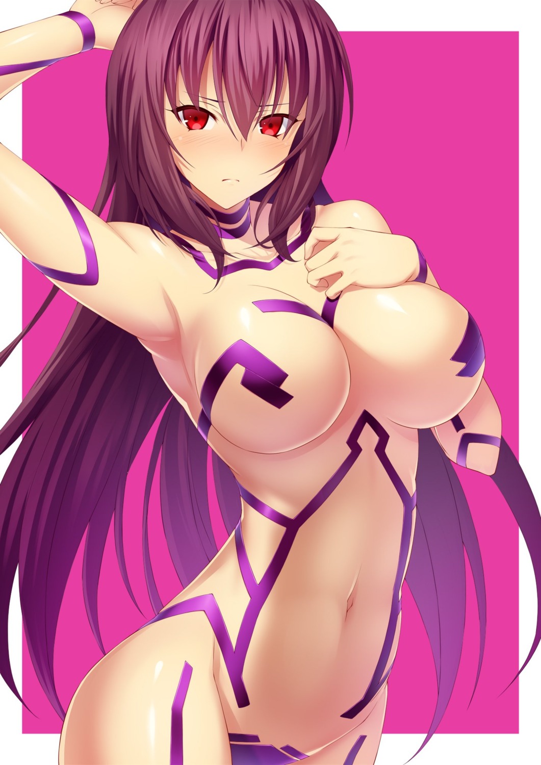 emanon_123 fate/grand_order maebari naked_ribbon scathach_(fate/grand_order)