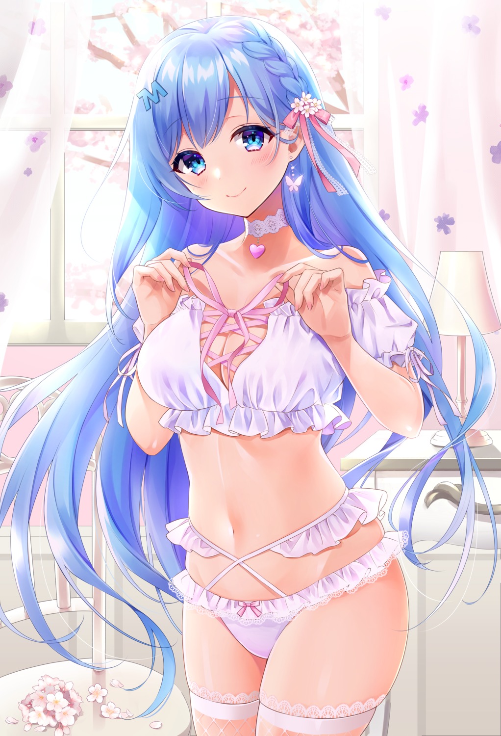 cleavage emori_miku emori_miku_project fishnets pantsu tagme thighhighs