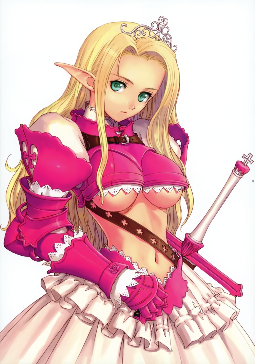 armor dress elf pointy_ears sword t2_art_works tony_taka underboob