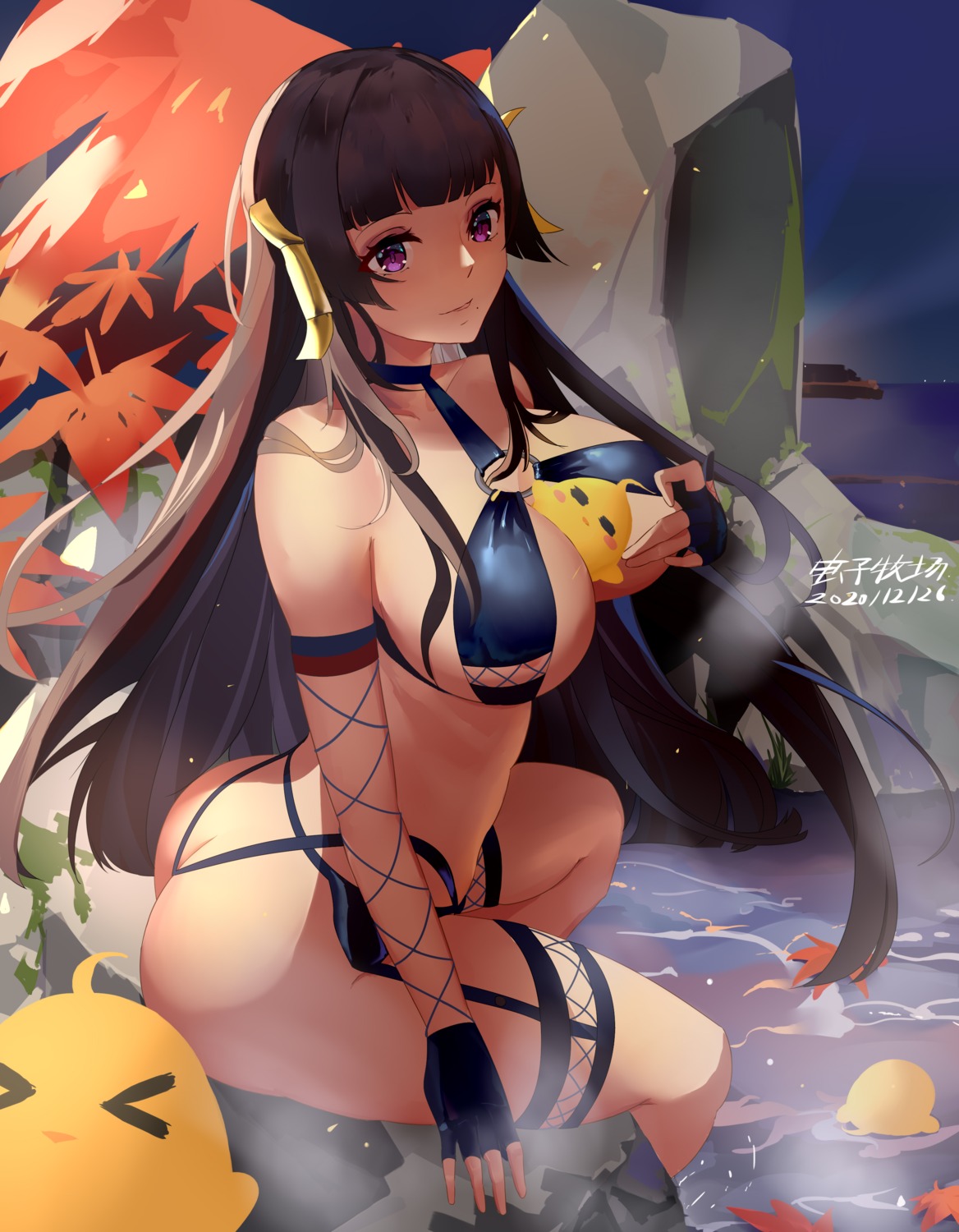 ass azur_lane bikini crossover dead_or_alive garter manjuu_(azur_lane) nyotengu swimsuits thong yimkura