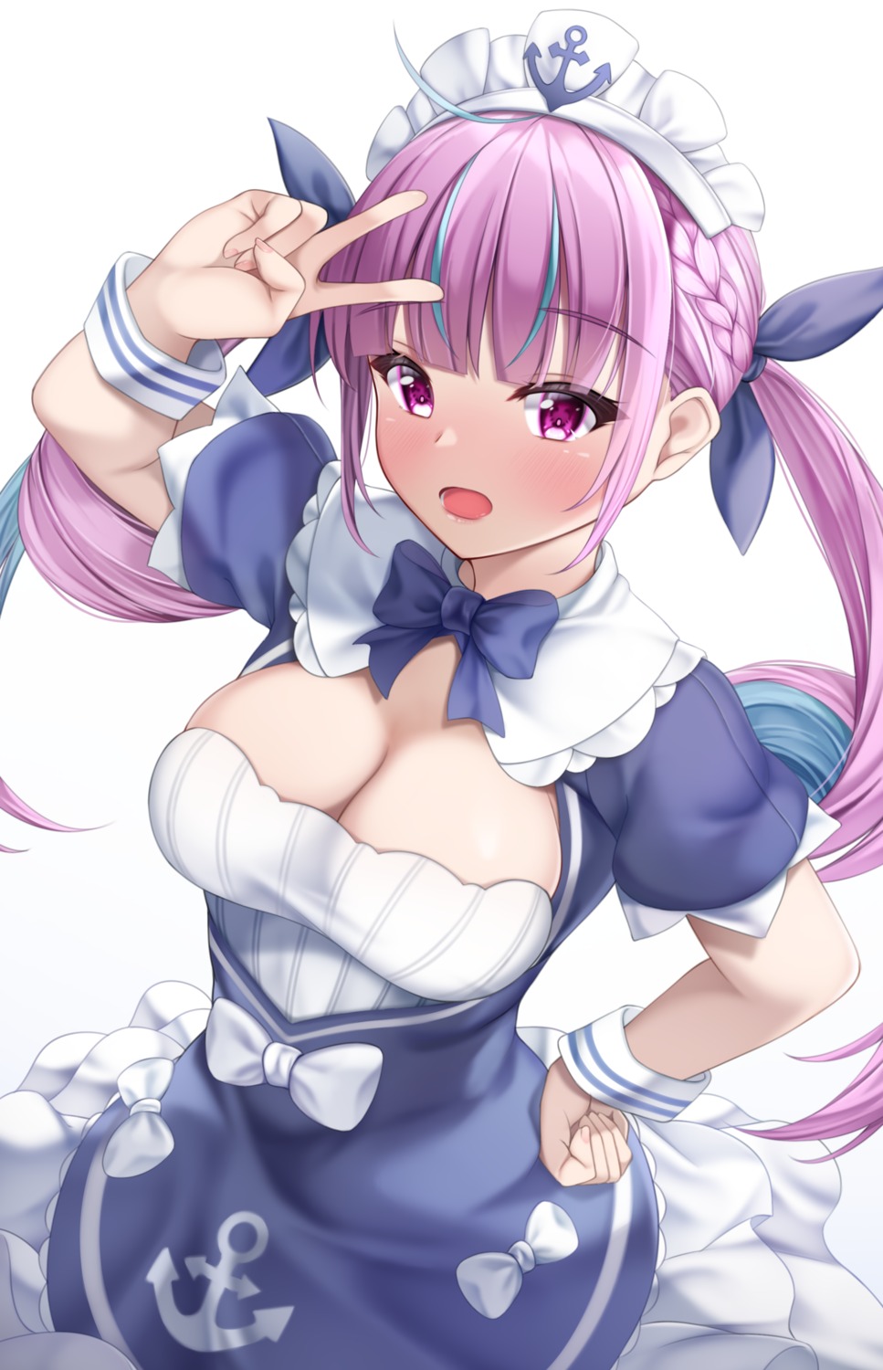 cleavage hololive lomocya maid minato_aqua