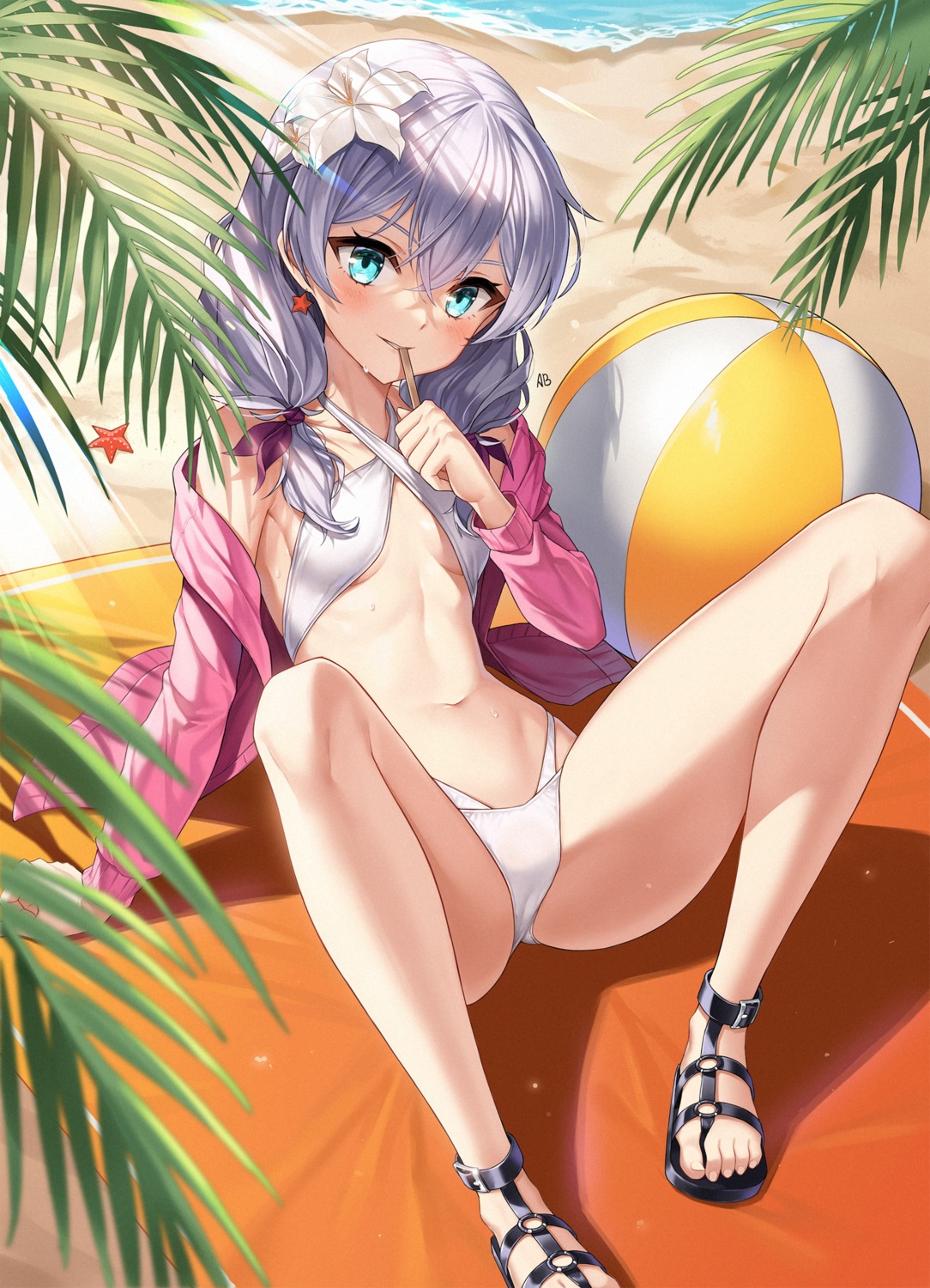 aliceblue artist_revision benghuai_xueyuan bikini cameltoe honkai_impact open_shirt swimsuits theresa_apocalypse