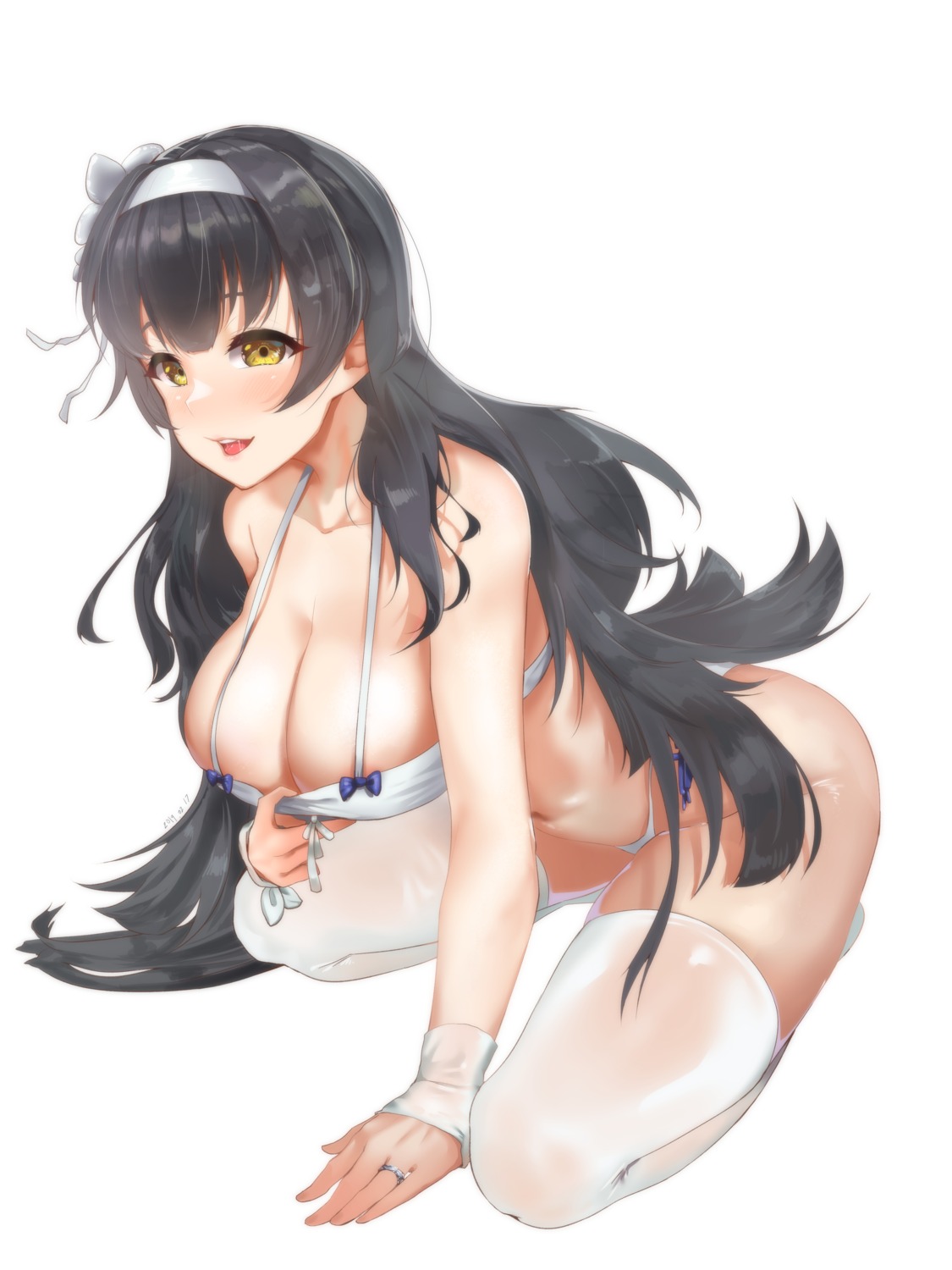 bikini cleavage girls_frontline qbz-95_(girls_frontline) see_through swimsuits teira thighhighs