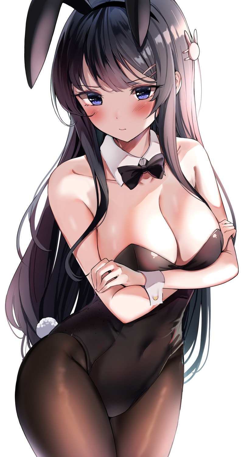 animal_ears breast_hold bunny_ears bunny_girl no_bra pantyhose sak sakurajima_mai seishun_buta_yarou tail