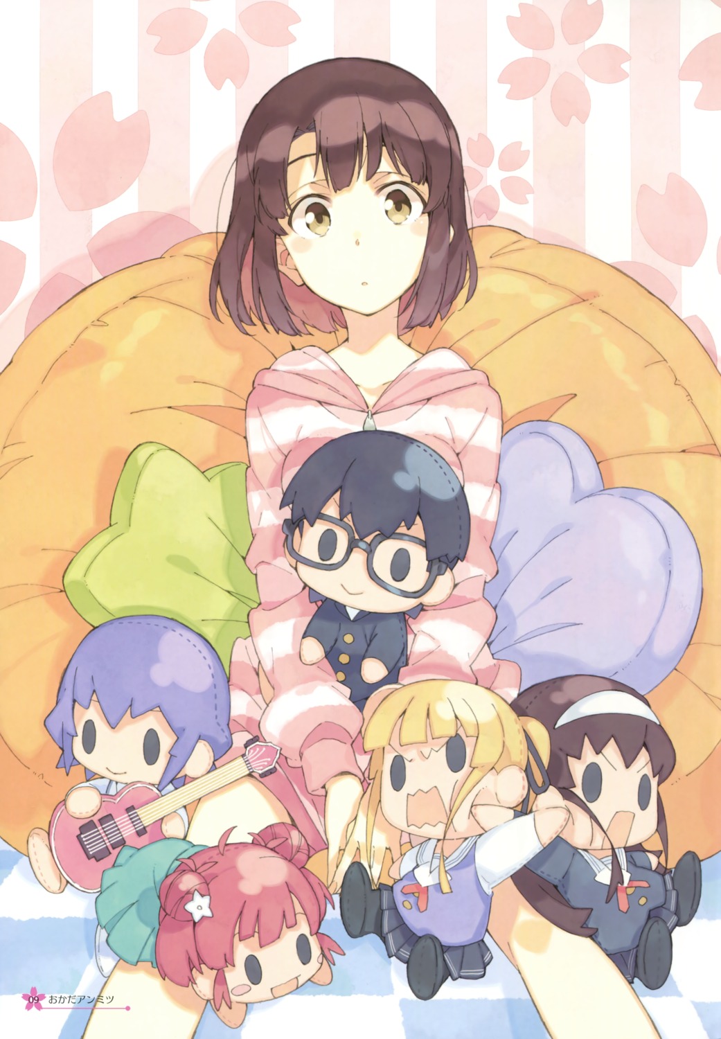 chibi guitar katou_megumi megane saenai_heroine_no_sodatekata saenai_heroine_no_sodatekata_flat seifuku t-okada