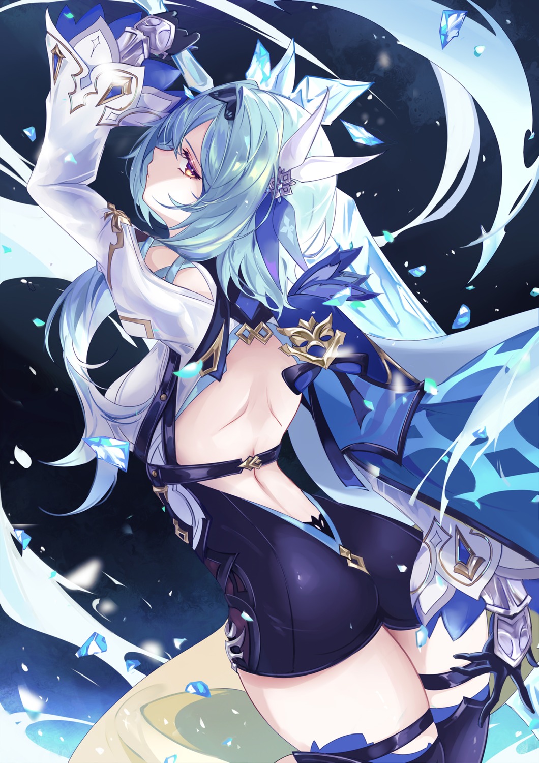 ass eula garter genshin_impact no_bra sword thighhighs vardan