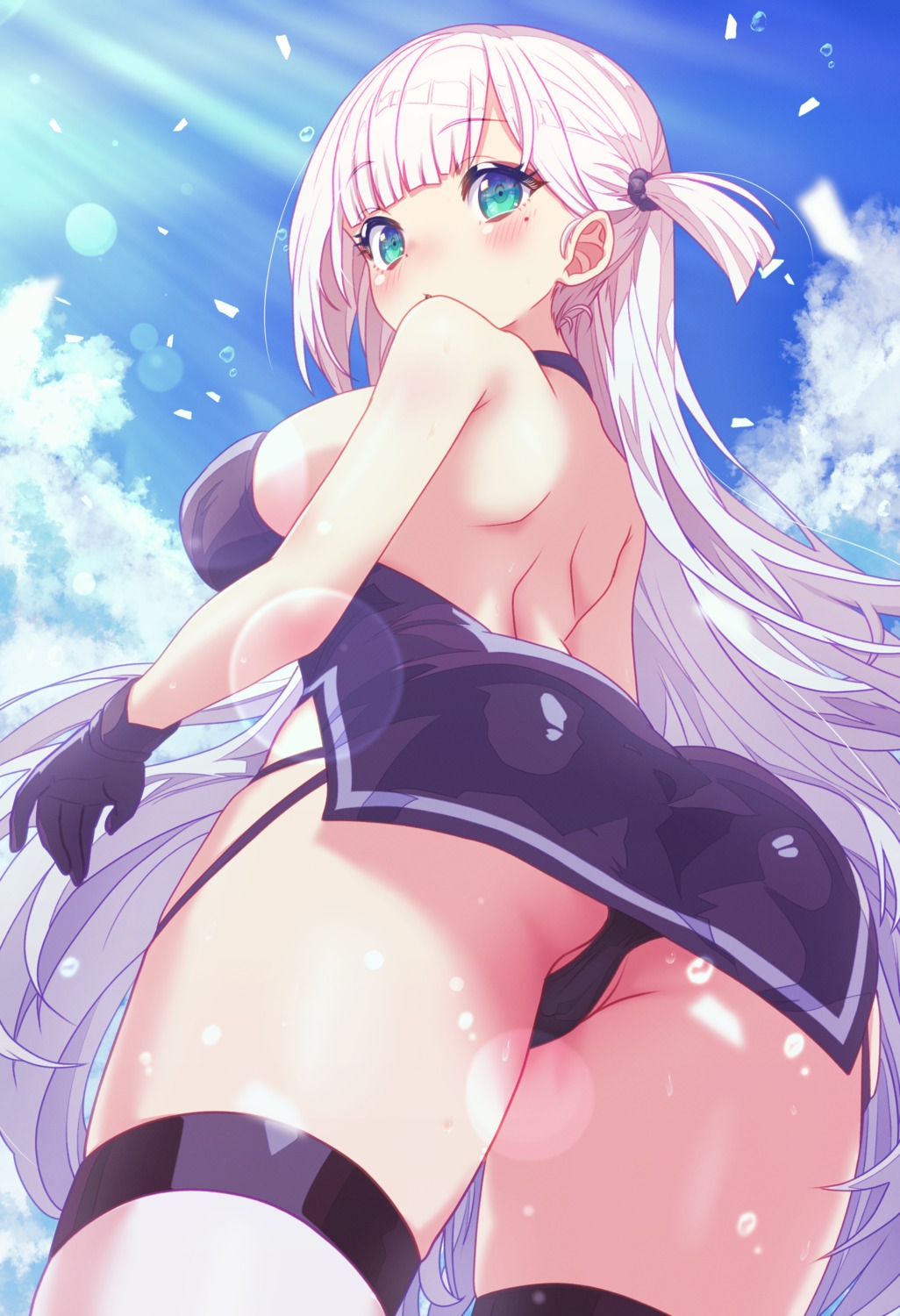 arbiter1 ass azur_lane dress no_bra pantsu shoukaku_(azur_lane) skirt_lift thighhighs thong