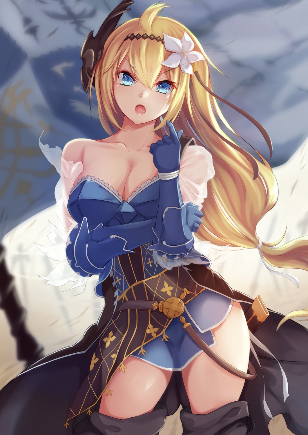 cleavage granblue_fantasy igayan jeanne_d'arc jeanne_d'arc_(granblue_fantasy) see_through thighhighs