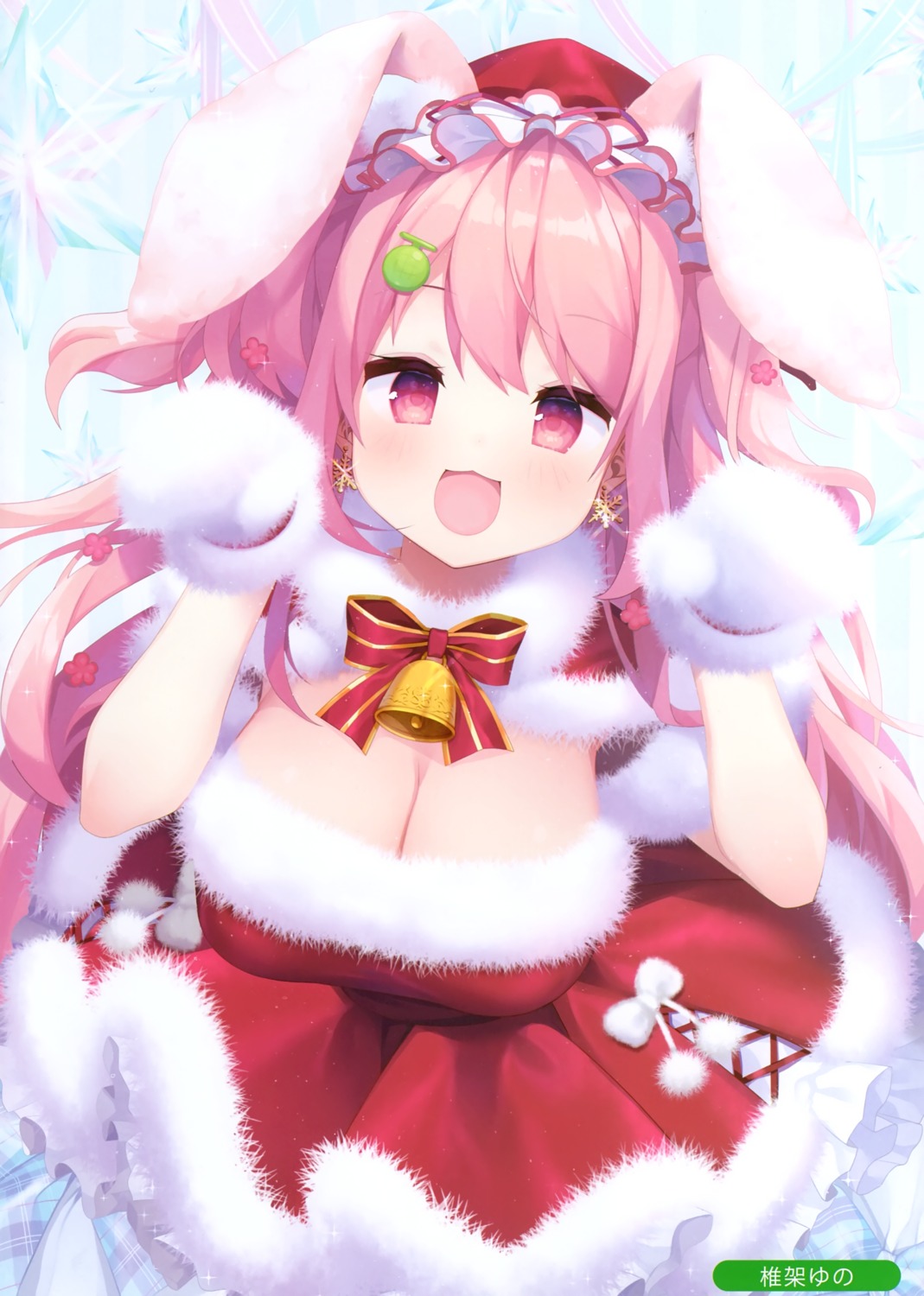 animal_ears bunny_ears christmas cleavage shika_yuno