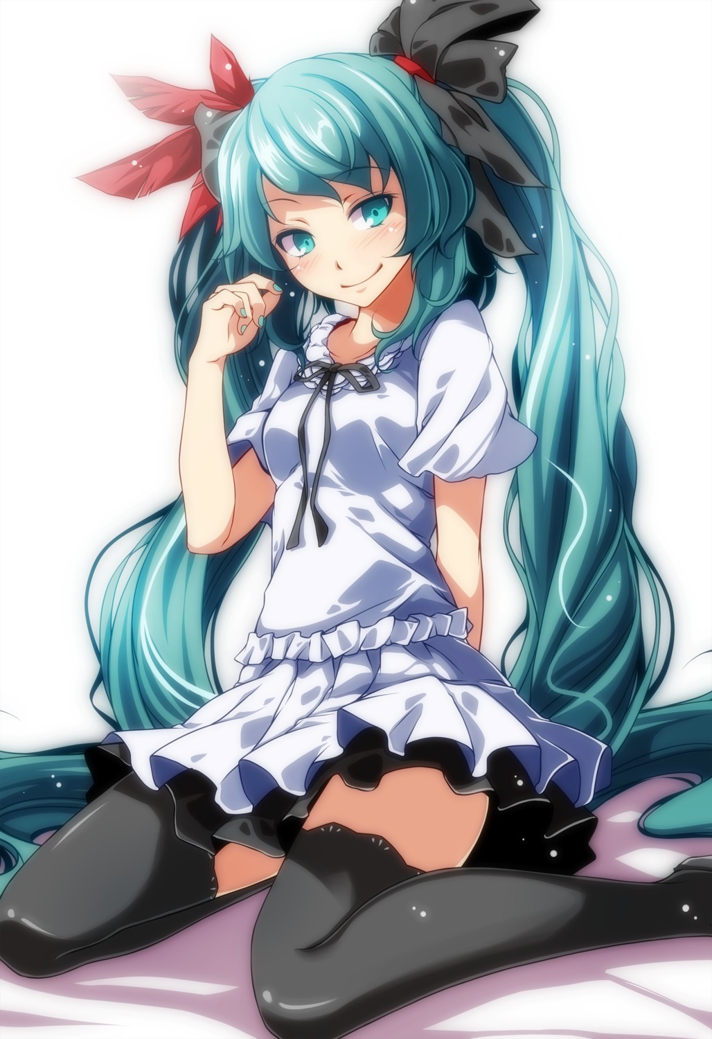 dress hatsune_miku thighhighs tsukishiro_saika vocaloid world_is_mine_(vocaloid)