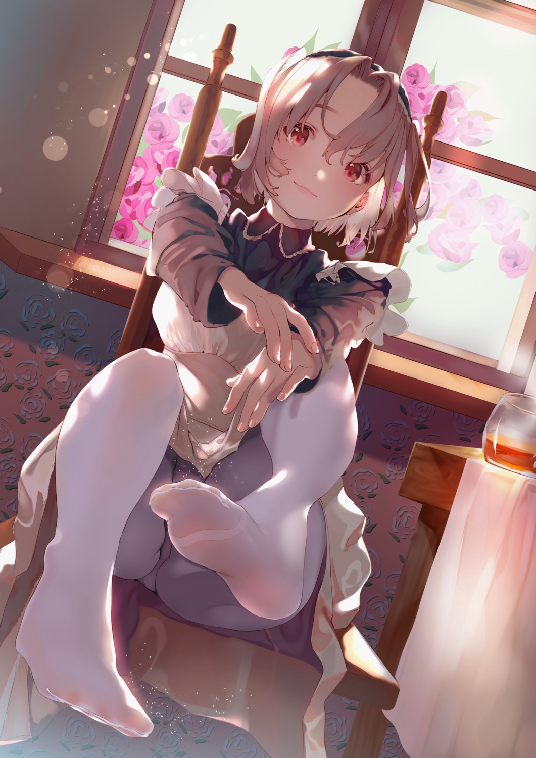 feet inushima maid pantsu pantyhose see_through skirt_lift