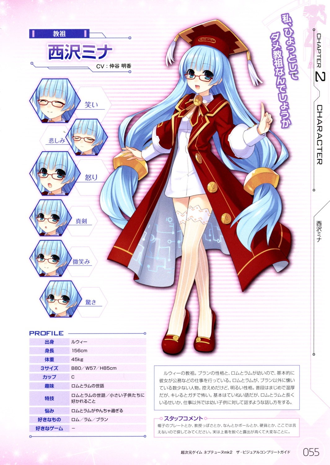 choujigen_game_neptune choujigen_game_neptune_mk2 expression megane nishizawa_mina profile_page thighhighs tsunako