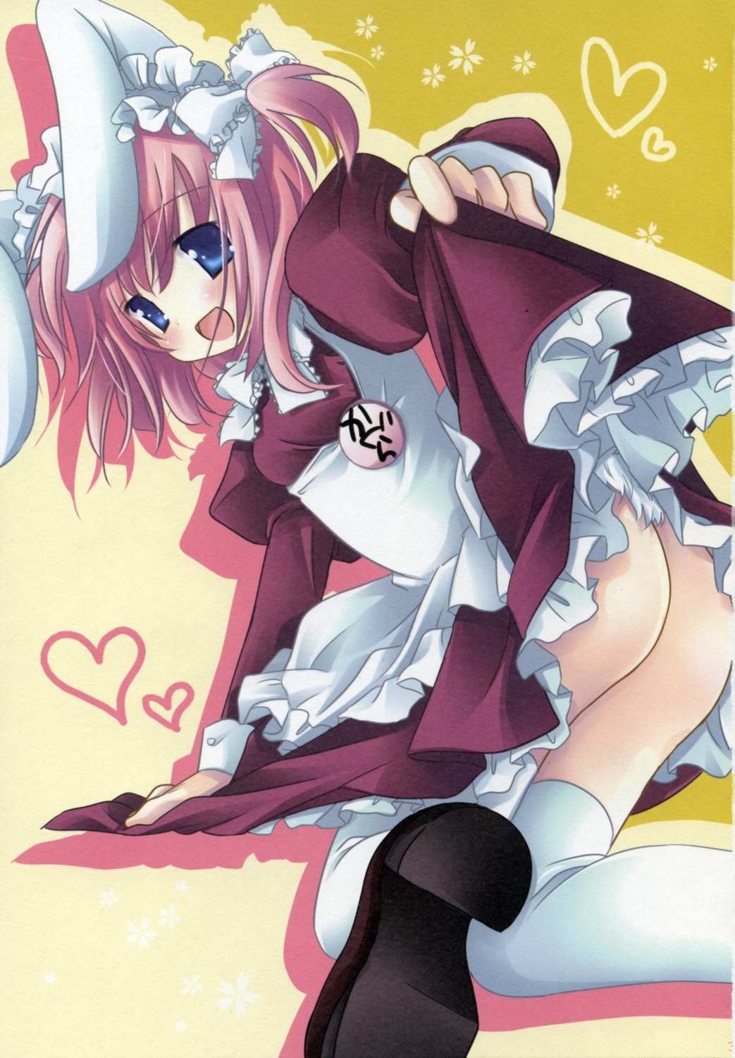 animal_ears ass bunny_ears comic_party gintama kagura maid natsume_eri nopan skirt_lift thighhighs