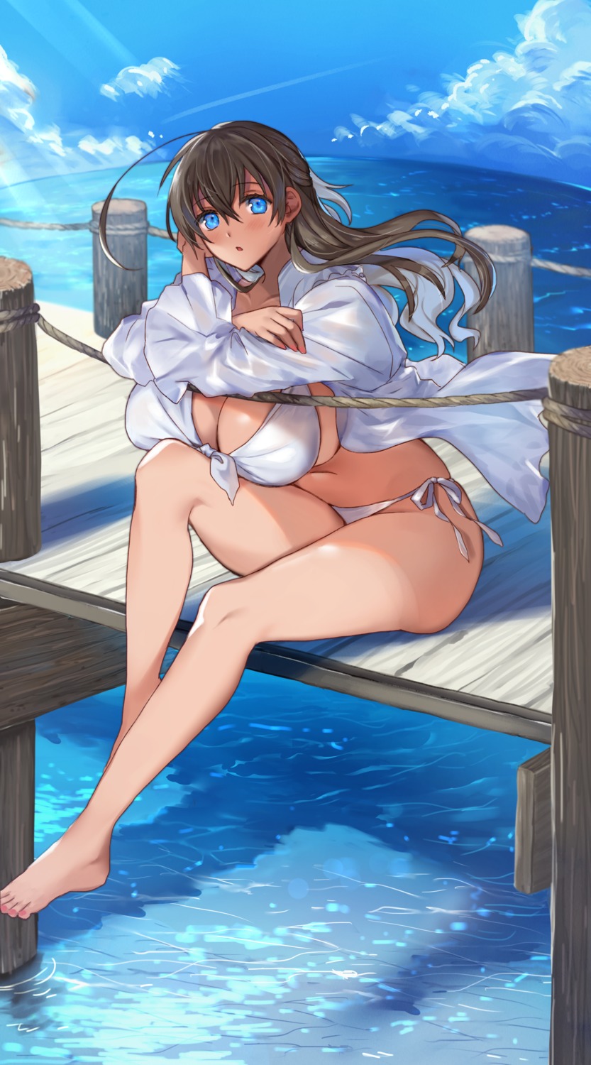 bikini open_shirt see_through shino_yoshihisa swimsuits