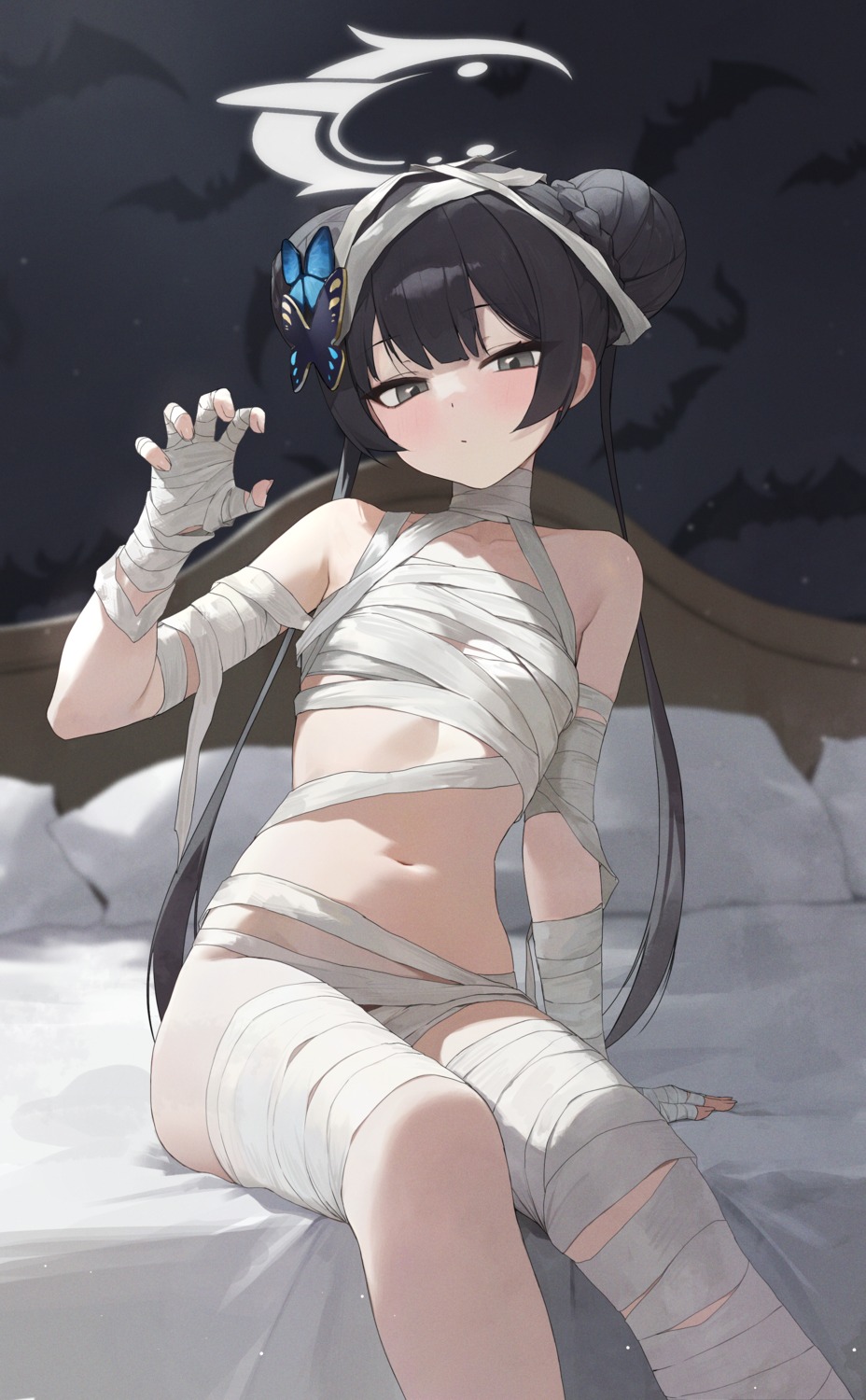 bandages blue_archive halo loli naked_ribbon ryuuge_kisaki toi1et_paper