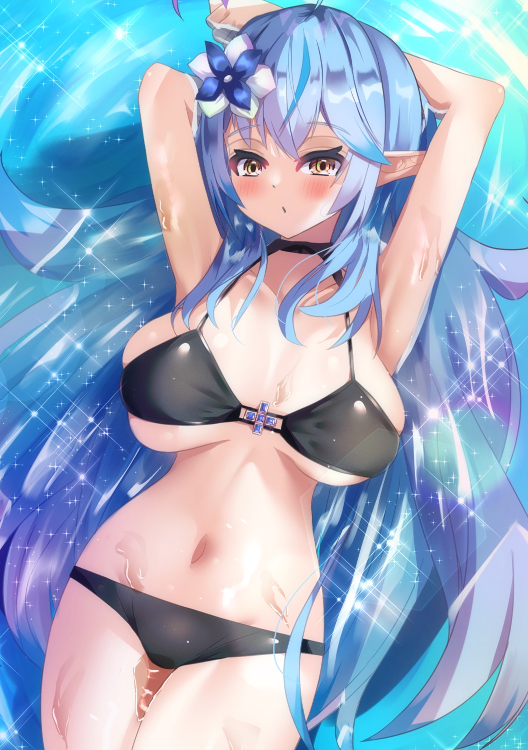 bikini elf hololive pointy_ears soruto_reid swimsuits wet yukihana_lamy