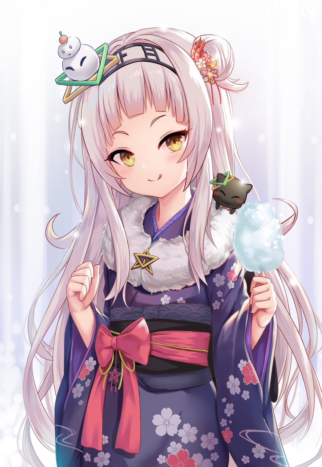 hololive kimono milkshake_(artist) murasaki_shion