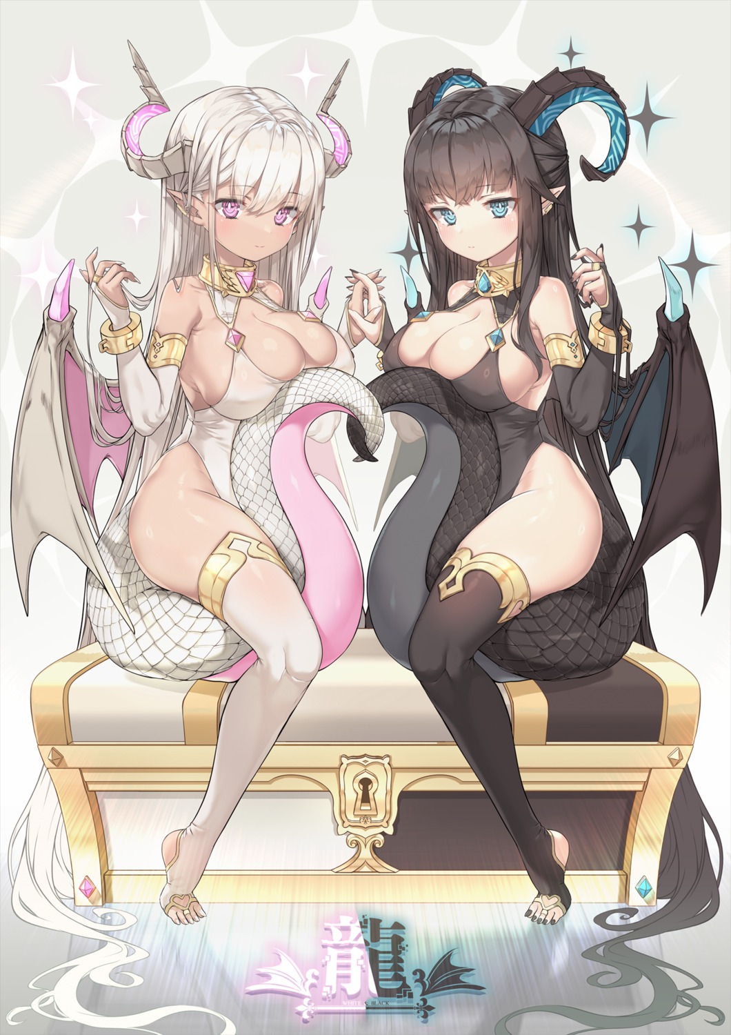 erect_nipples horns kinos_(kw00789) leotard no_bra pointy_ears tail thighhighs wings