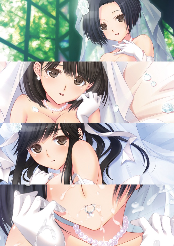 anegasaki_nene cum dress fusataka_shikibu kobayakawa_rinko love_plus takane_manaka wedding_dress