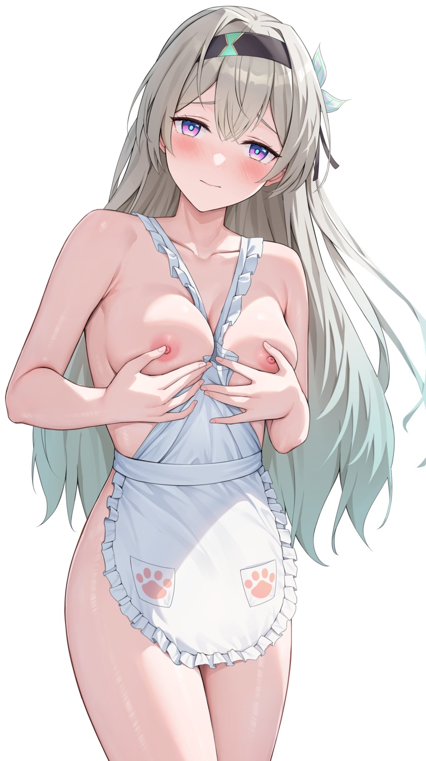 breast_hold firefly honkai:_star_rail naked_apron nipple_slip nipples rosumerii