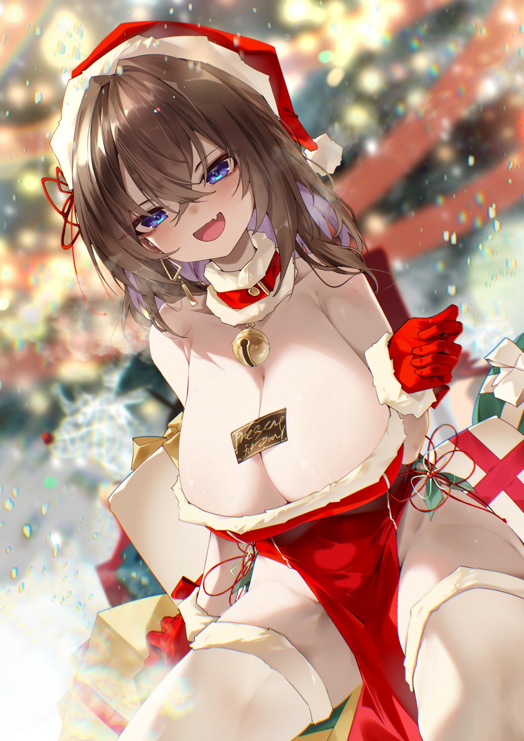 christmas dress no_bra nopan pparus takamiya_keika thighhighs