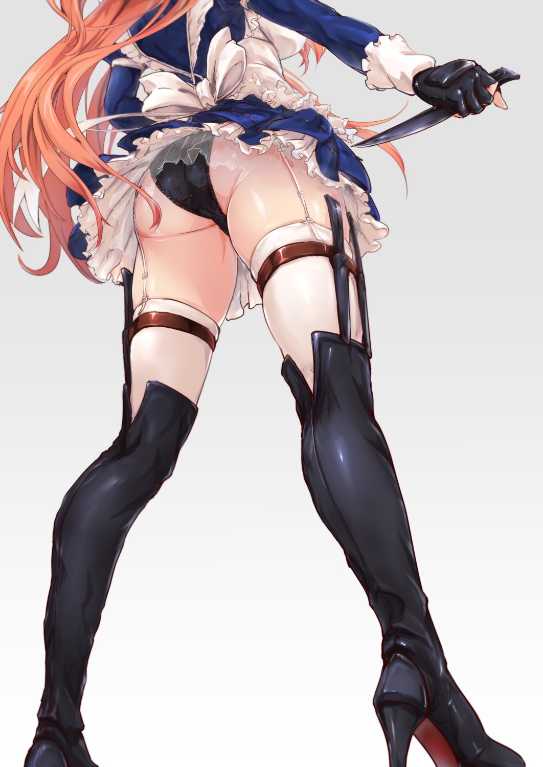 ass garter heels maid pantsu see_through stockings thighhighs tori_(puru0083) weapon