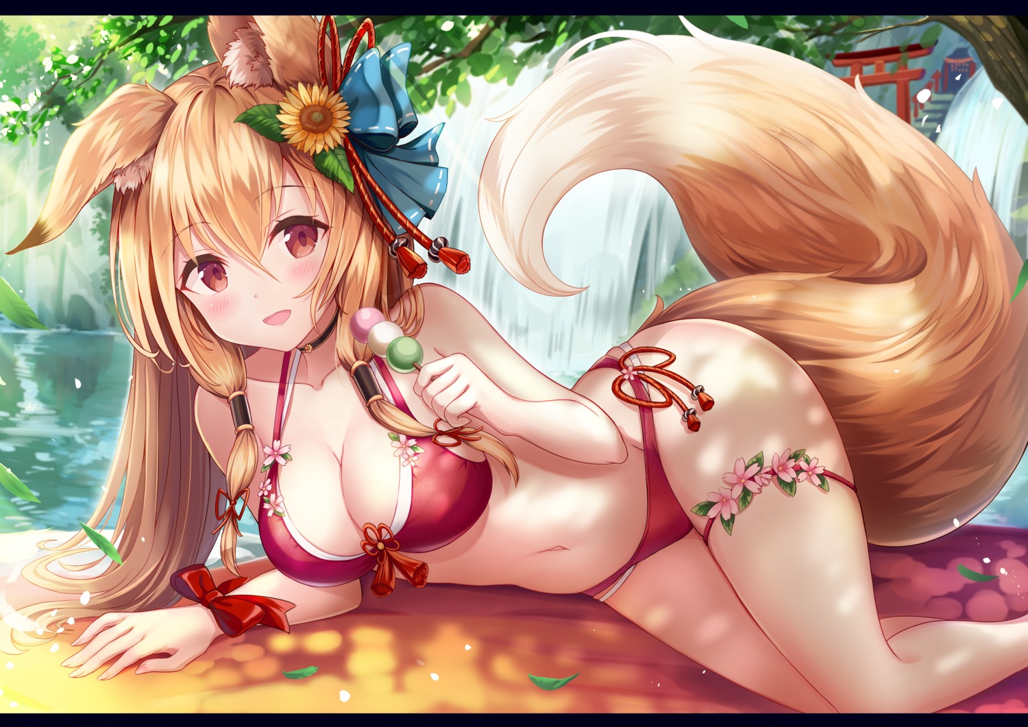 animal_ears bikini garter kitsune sakura_ani swimsuits tail