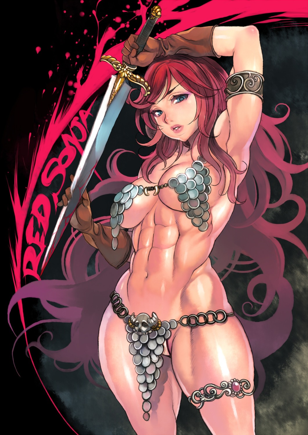 bikini_armor f.s garter sword underboob
