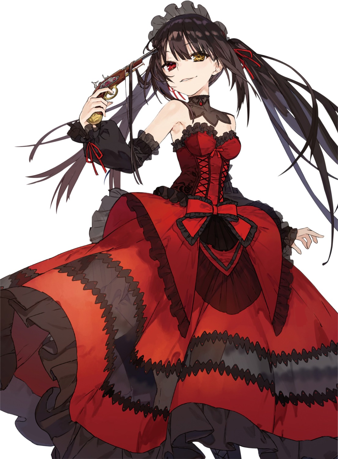 date_a_live date_a_live_fragment_date_a_bullet dress gothic_lolita gun heterochromia lolita_fashion noco tokisaki_kurumi