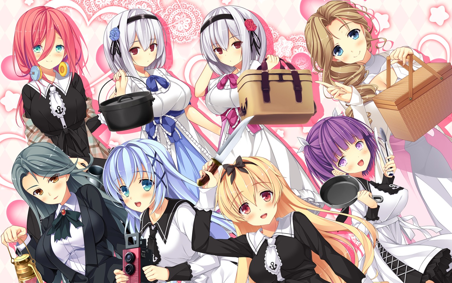 cleavage dress hazumi_rio headphones memekko o33 onomatope*raspberry seifuku sis_camp weapon