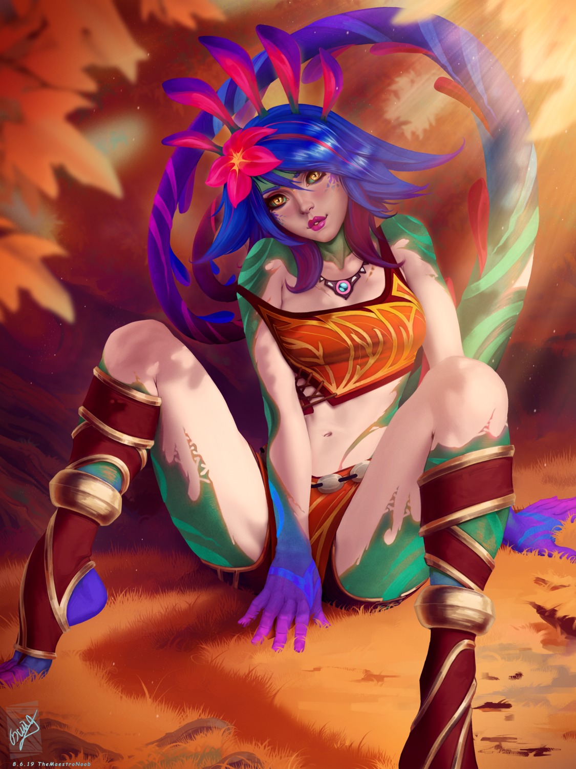 league_of_legends monster_girl neeko no_bra tail themaestronoob