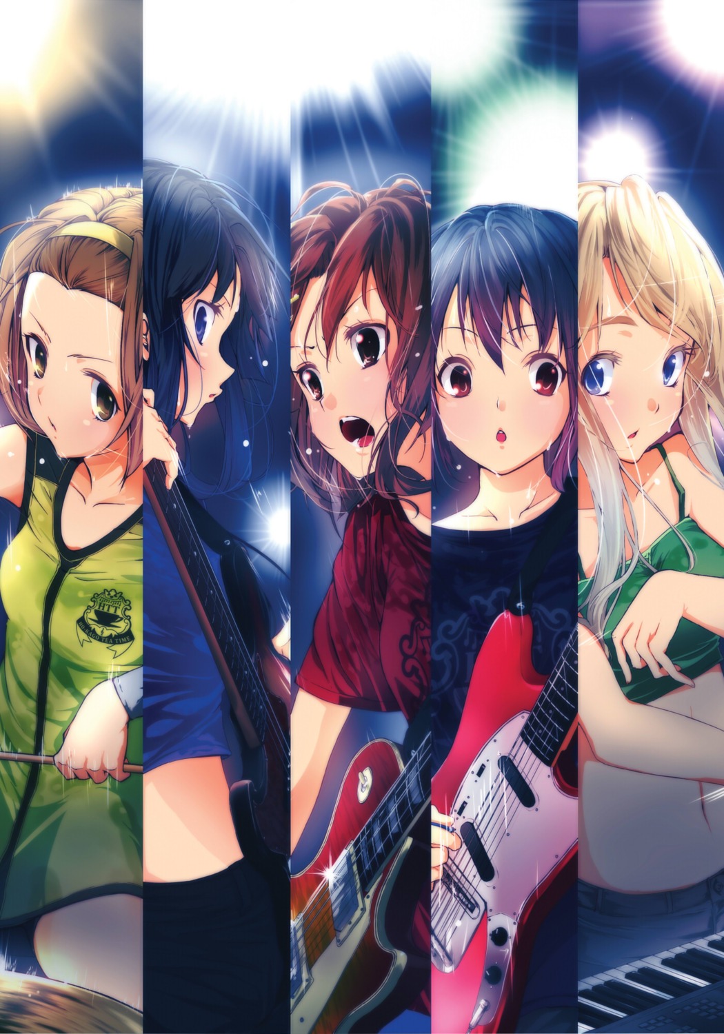 akiyama_mio guitar hirasawa_yui k-on! kotobuki_tsumugi nakano_azusa suika_wari tainaka_ritsu