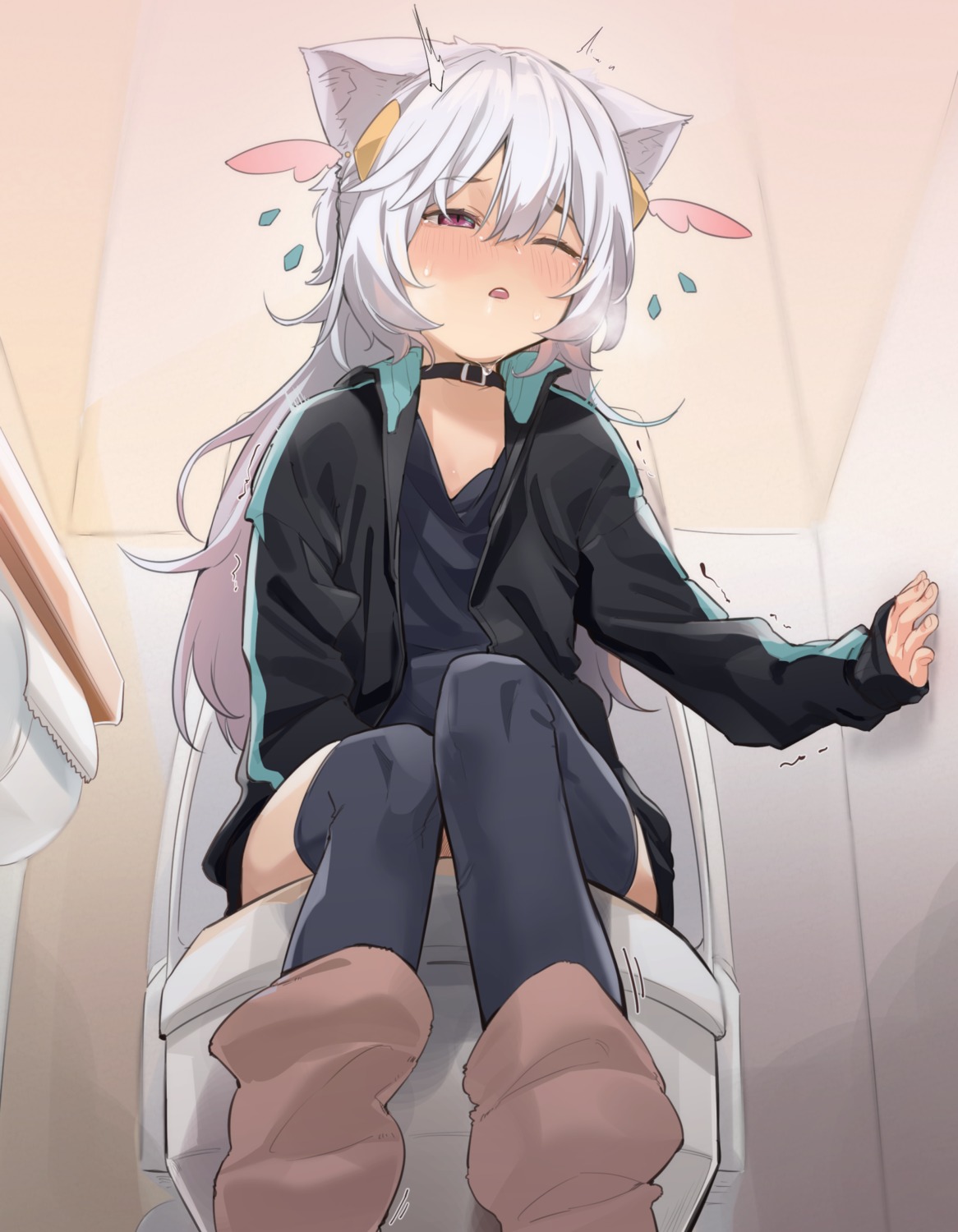 animal_ears loli masturbation nekomimi thighhighs uno_ryoku