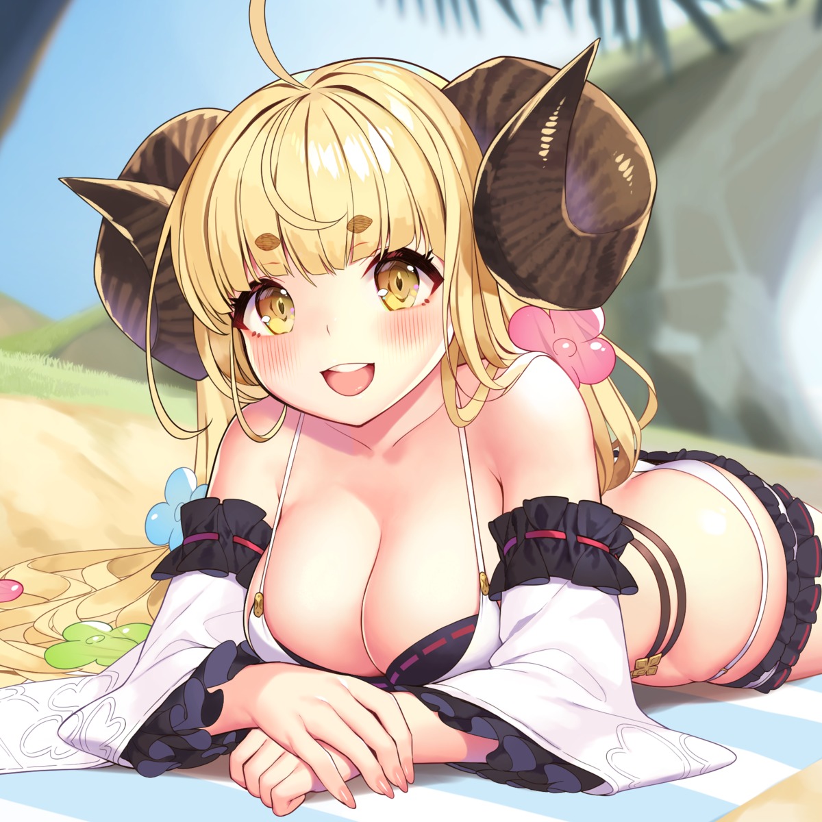 anila_(granblue_fantasy) bikini cleavage granblue_fantasy horns kuro_chairo_no_neko swimsuits