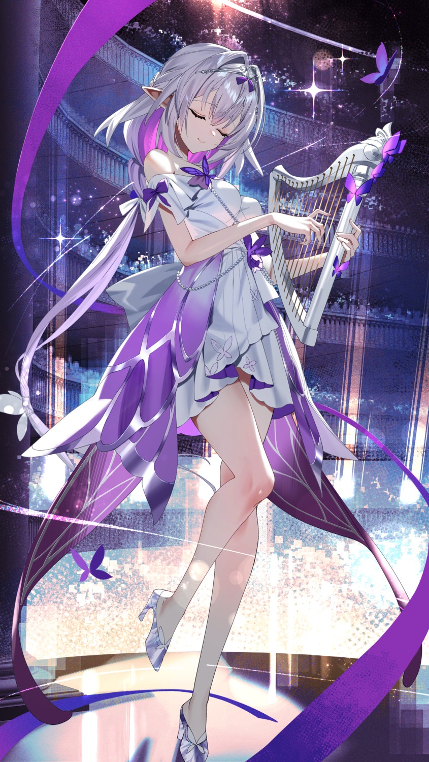 artist_revision castorice dress heels honkai:_star_rail no_bra pointy_ears scottie