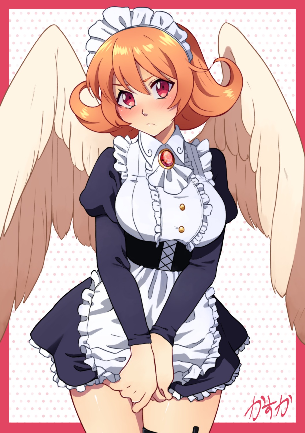 garter ishuzoku_reviewers maid meidri monster_girl tagme wings