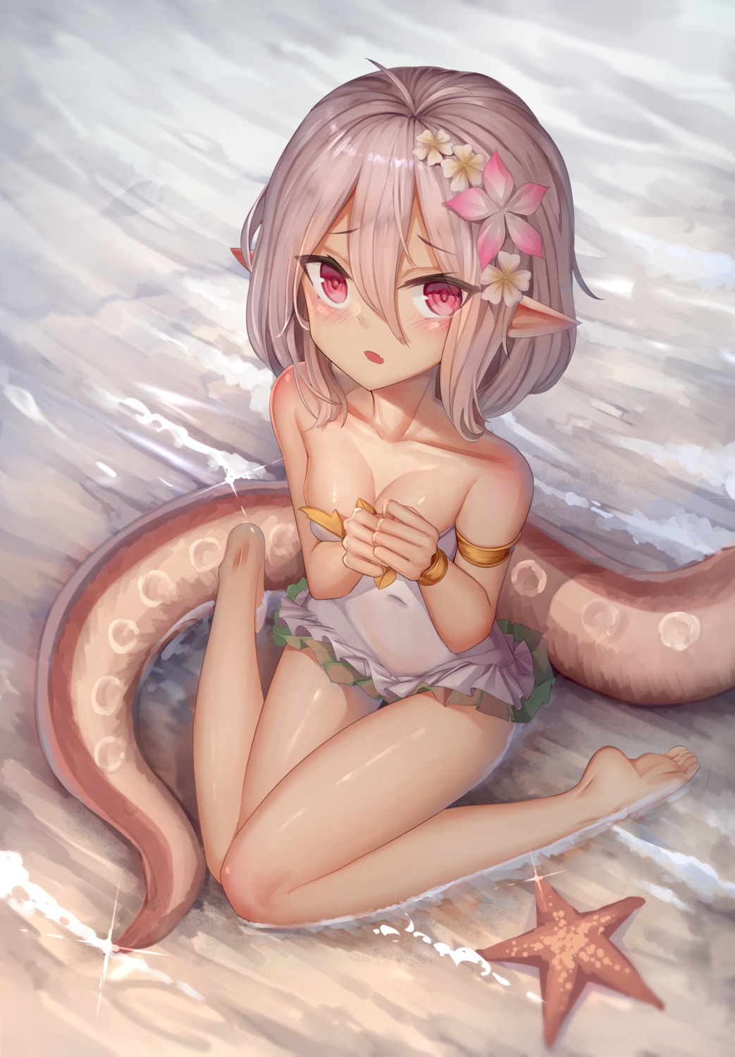 bkyuuc kokkoro pointy_ears princess_connect princess_connect!_re:dive swimsuits tentacles wet