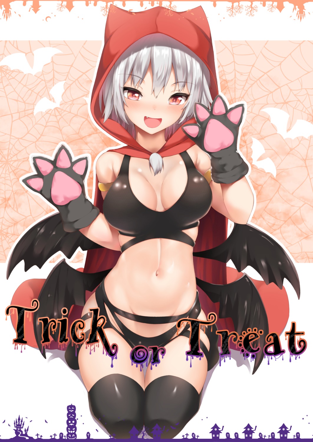 bikini_armor cleavage halloween inubashiri_momiji tatsumiya_kagari thighhighs touhou wings