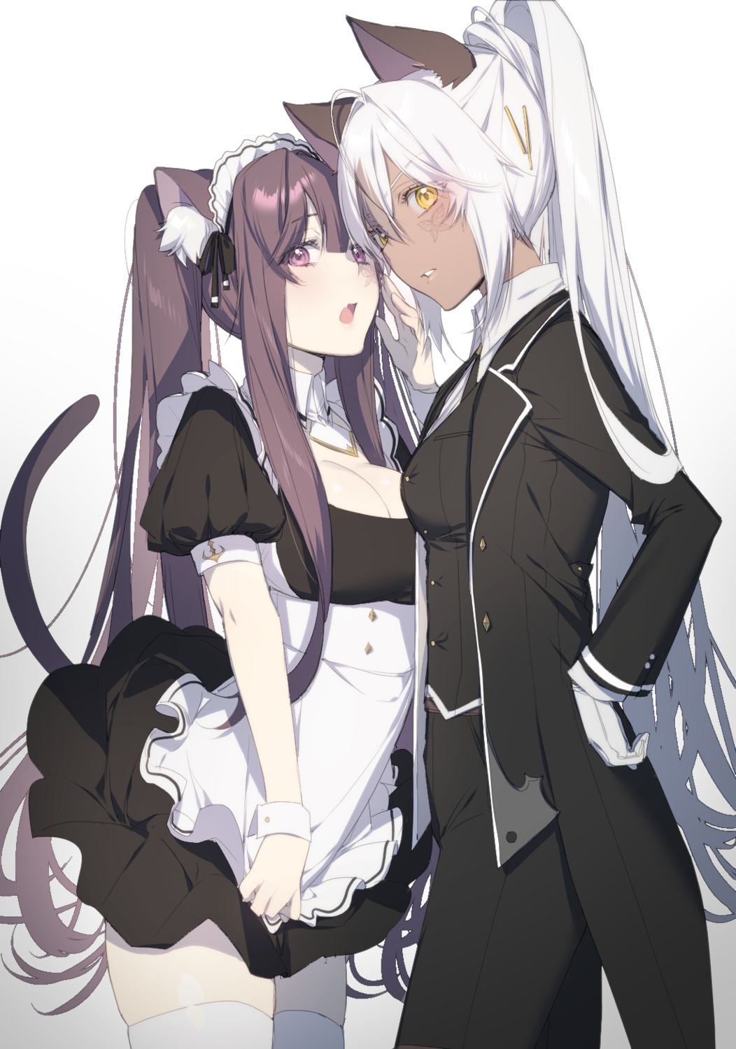 animal_ears crossdress maid myo_ne nekomimi skirt_lift tail thighhighs