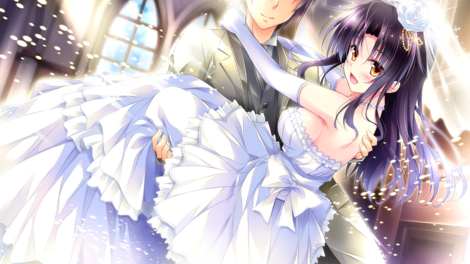 dress ensemble_(company) game_cg golden_marriage hayakawa_harui shimakage_ruri tachibana_nagisa wedding_dress